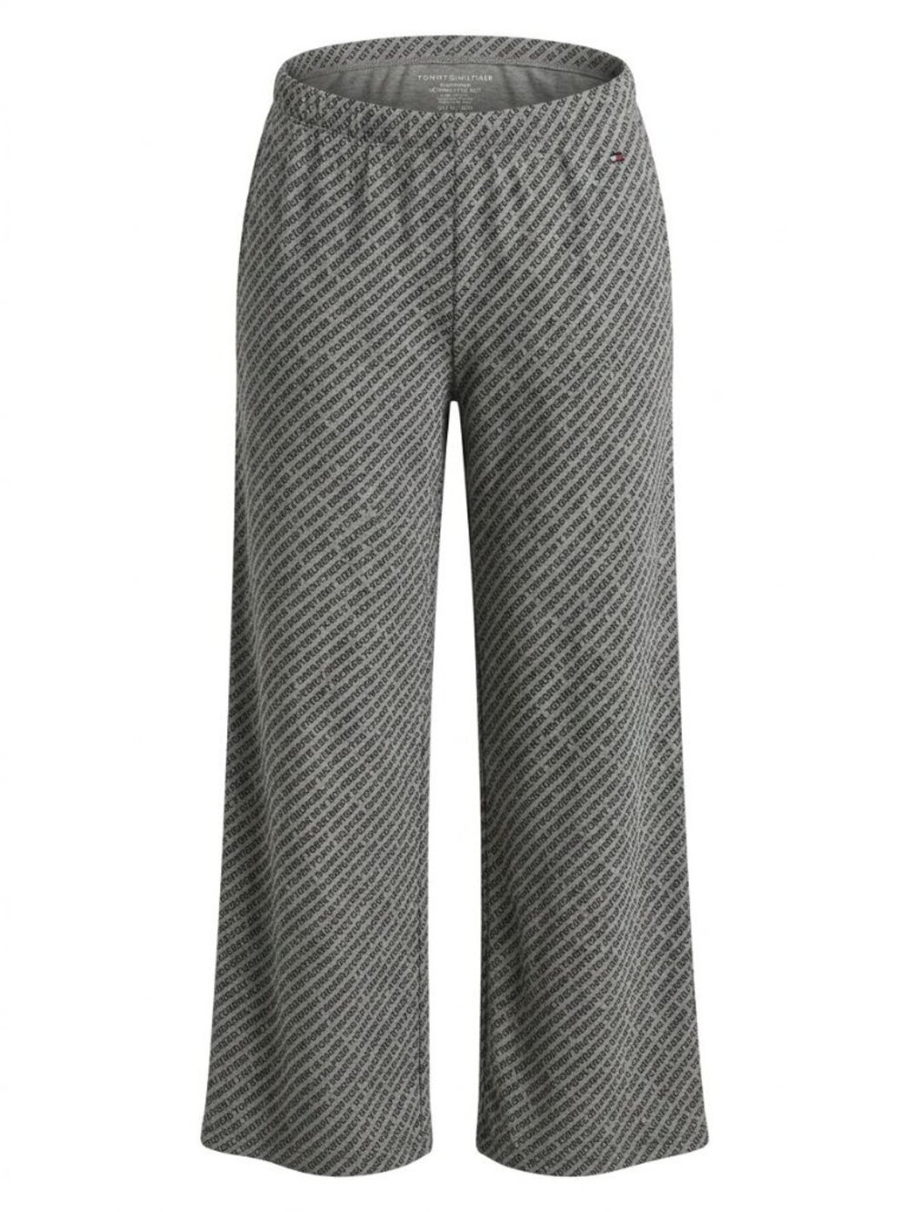 Tommy Hilfiger Pull On Lounge Sleep Pants Sz XS Gray Navy Logo Print Wide Leg